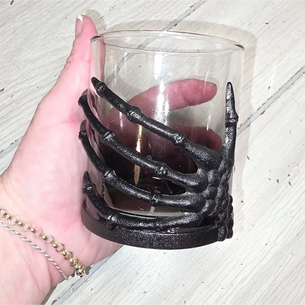 Skeleton Hand Gothic Whisky Glasses 5 Halloween Party Barware Witchy Cryptic